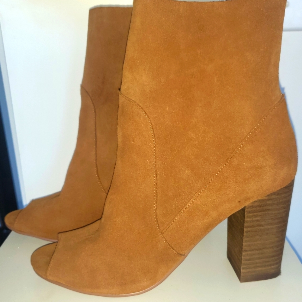 Chinese Laundry Suede Open Toe Booties